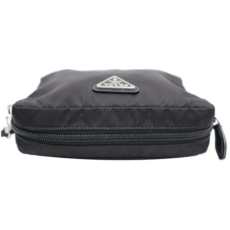 prada black contentore maniglia embroidered nylon cosmetic pouch 1ne021